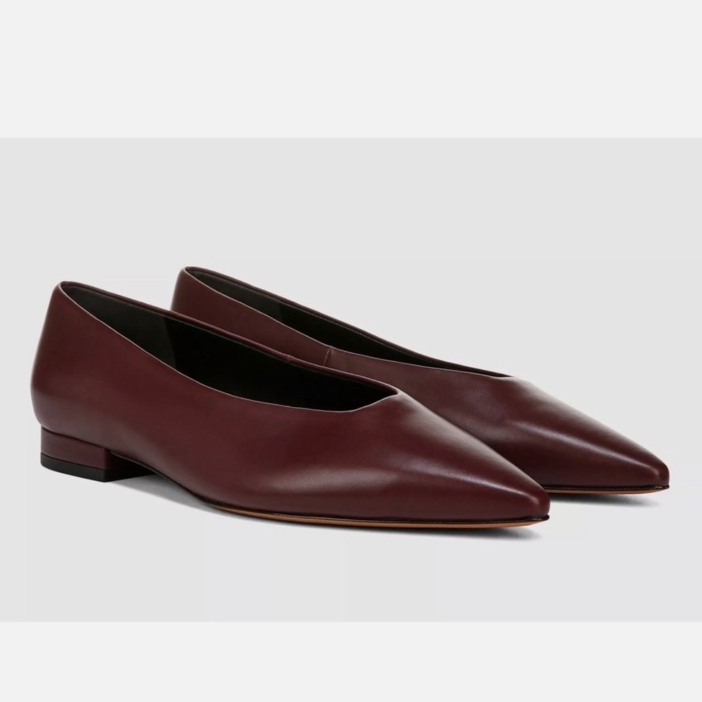VINCE ISABEL Leather Flats NWOT -Size 8 Deep Cherry color EUR size- 38.5 - Picture 2 of 15